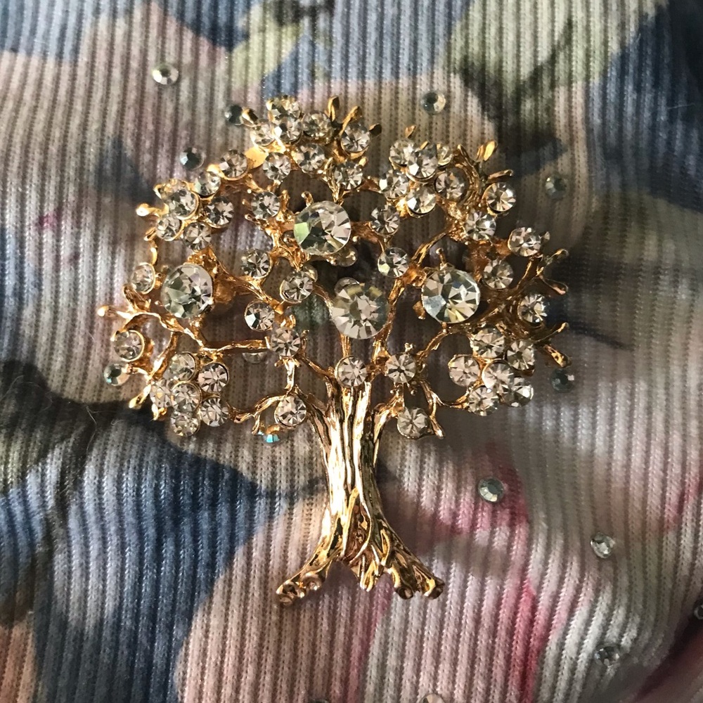 2 for $10. Golden Tree of Life Brooch with Rhinestones